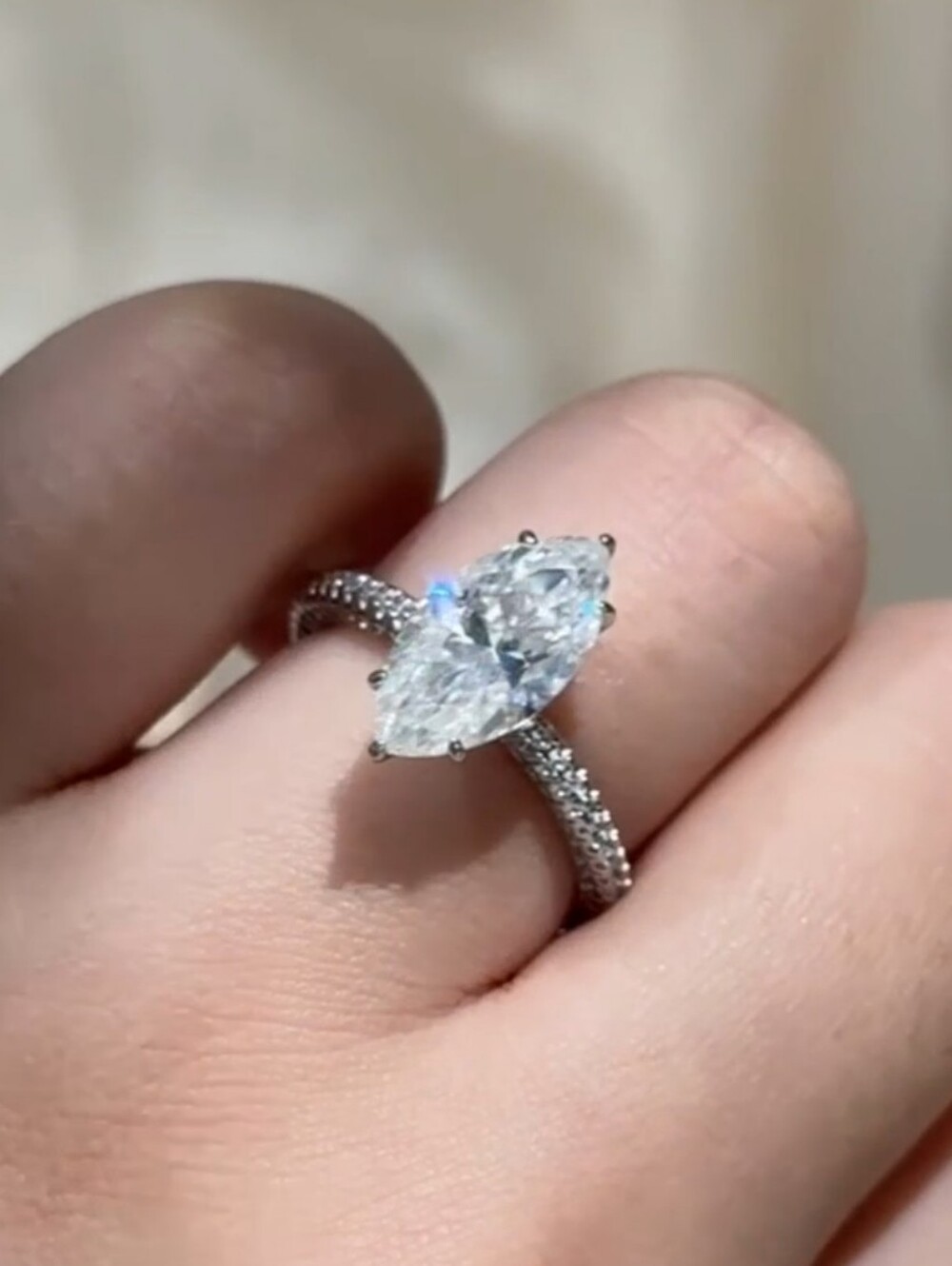 Rodiffy Marquis Cut Moissanite Ring 18k Gold Plated Promise Ring Engagement Ring